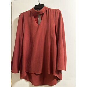 She And Sky Shirt Burnt Orange Long Sleeve Opening In Front And Back Small